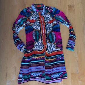 Hale Bob Multicolor Long Jacket with Bold Patterns